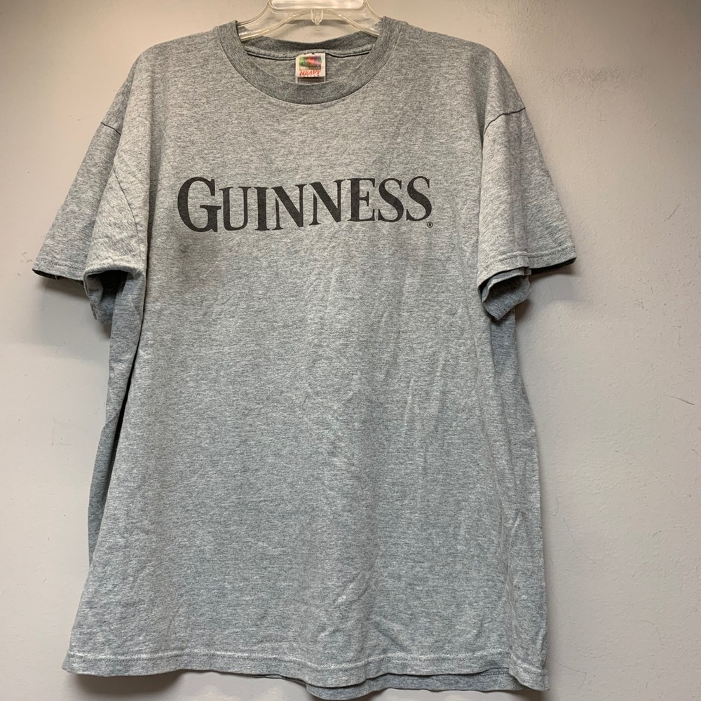 Guinness T-Shirt Mens XL Grey Excellent Graphic Beer Brewery Logo Tee 15206